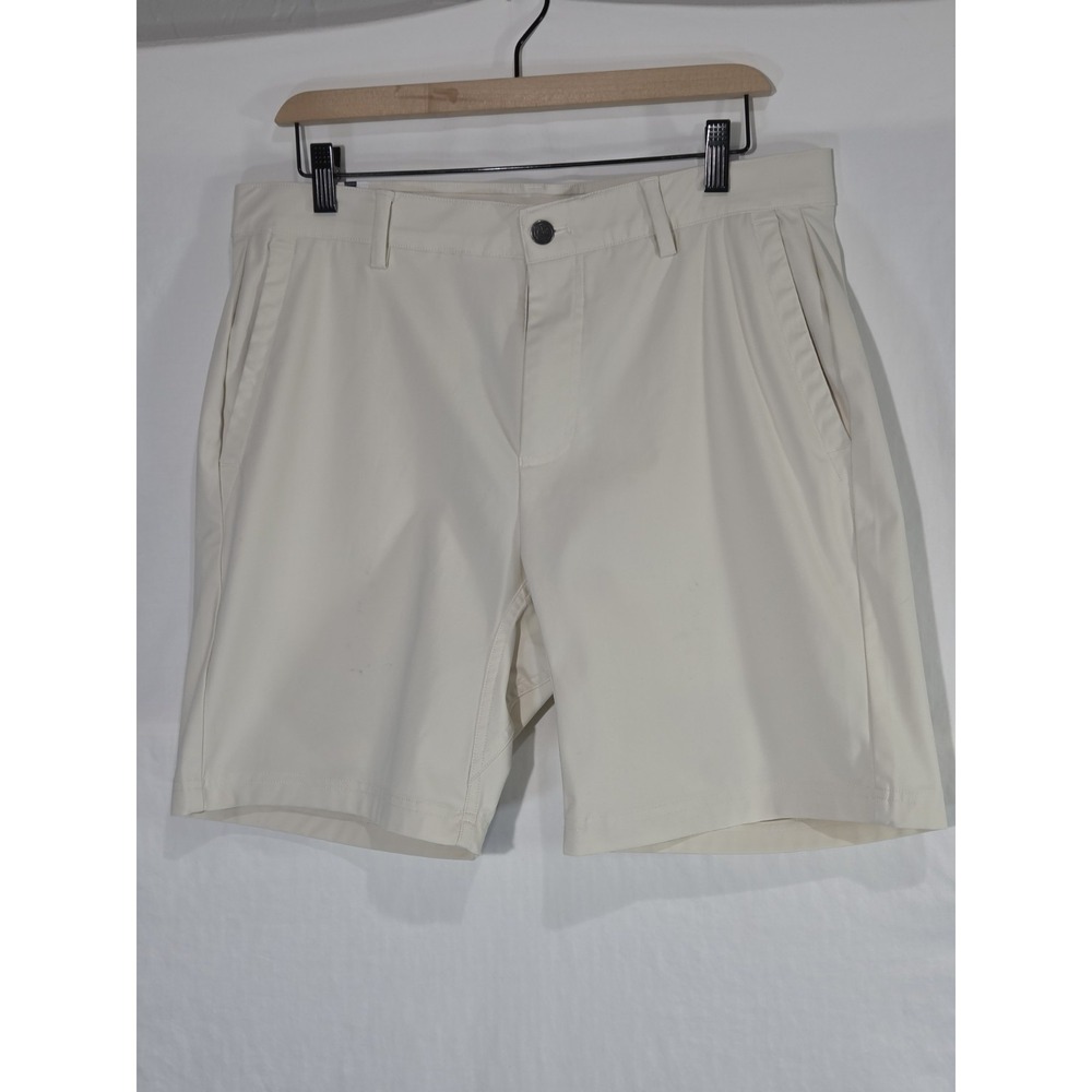 Rhoback Performance Golf Shorts Mens Size 34 Cream Stretch 8" Inseam Preppy